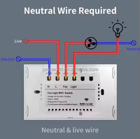 Ventilateur mural WiFi avec lumière, interrupteurs tactiles à LED, panneau en verre 240V, application Smart Life, commande vocale, système de maison intelligente 10A, type US AU