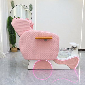 Fauteuil de pédicure spa rose tendance avec massage mécanique des mains, bassin LED, inclinaison électrique, station de salon de luxe - Product Image 3