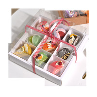9 trous gâteau boîte pique-nique à emporter cupcake tranche gâteau chocolat macaron ensemble emballage boîte d'emballage à emporter avec pvc fenêtre transparente