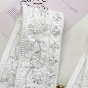 Rideaux unis de style <span class=keywords><strong>simple</strong></span> en <span class=keywords><strong>dentelle</strong></span> française, recommandés par Xiaohongshu, avec <span class=keywords><strong>dentelle</strong></span> brodée et accessoires en perles. - Product Image 2