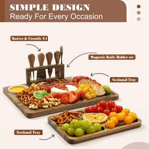 Planches à charcuterie en bambou et ensemble de couteaux Cadeau unique pour l'inauguration d'une maison Anniversaire Mariage Fête des mères Assiette de petit-déjeuner Plateau de légumes - Product Image 5