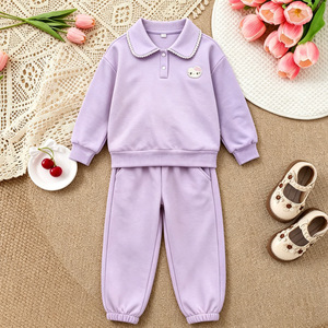 Completo da <span class=keywords><strong>bambina</strong></span> transfrontaliero 26 Autunno: <span class=keywords><strong>Felpa</strong></span> con colletto a risvolto e pantaloni jogger a maniche lunghe con colletto polo - Product Image 4