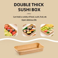 Emballage de sushi en papier kraft écologique jetable recyclable Doublure en PE imperméable Boîtes personnalisables Poignée Impression quadricolore