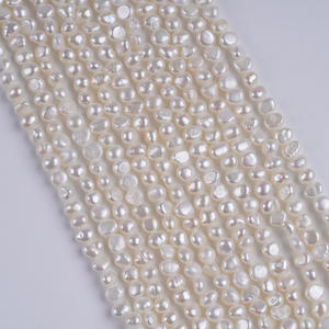 Collar de Perlas Barrocas de Agua Dulce Natural de Zhuji, 4-5 mm, Blancas, con Orificio Horizontal, de Doble Cara, Semi-Acabadas, para Joyería DIY - Product Image 1