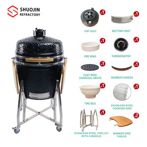 Parrilla de cerámica multifuncional personalizada Lar <span class=keywords><strong>Kamado</strong></span> para acampar hornos incorporados para barbacoa al aire libre - Product Image 5