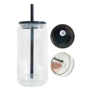 Globe à neige en verre borosilicate à double paroi, vierge pour sublimation, avec trou de base pré-percé, 12Oz 15Oz, avec pailles - Product Image 1