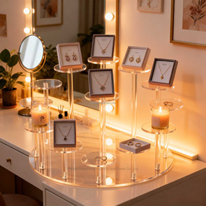 Expositor <span class=keywords><strong>de</strong></span> acrílico ODM para collares <span class=keywords><strong>de</strong></span> maquillaje profesional, organizador <span class=keywords><strong>de</strong></span> accesorios <span class=keywords><strong>de</strong></span> moda para mujer, para guardar pendientes y perfumes - Product Image 3