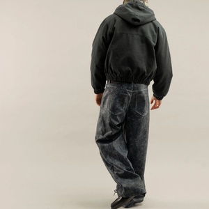 Custom Duck Canvas Cropped Zip Workwear <b>Jacket</b> Boxy Twill <b>Trucker</b>-style Vintage Hooded Lined Carpenter Work <b>Jackets</b> - Product Image 6