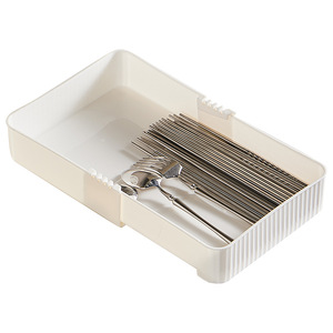 Scatola di immagazzinaggio telescopica in plastica con divisori-per trucco, utensili da cucina e disordine da scrivania, organizzatore per cassetti espandibile - Product Image 5
