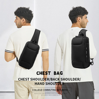 Sac de poitrine en polyester imperméable antivol grande capacité, sac à bandoulière pour homme, sports de plein air, trajets quotidiens, vente en gros