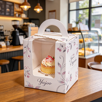 Boîte à gâteau carrée écologique 10x10x5 pouces avec fenêtre transparente – Boîte à pâtisserie auto-élevante en papier blanc biodégradable avec gaufrage pour donuts