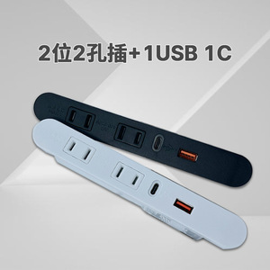 Tabletop <b>Socket</b> Power Strip 2 Ac Outlets 1 <b>Usb</b> A 1 <b>Usb</b> C Port Desktop Use Standard Grounding Abs Material - Product Image 3