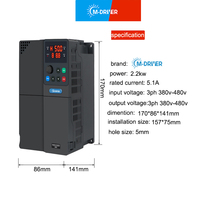 Variateur de fréquence (VFD) triphasé AC-DC-AC 2,2 kW M-driver 380 V pour convoyeur, compresseur et moteur