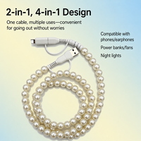 Câble de charge multifonction 4 en 1, White Pearl One Cable, utilisations multiples