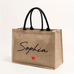 Sac de plage en lin personnalisé avec motif uni, cadeau portable pour femmes et couples, pour le rangement des articles de toilette en voyage - Product Image 2