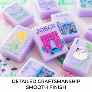 Ensemble de Mahjong Américain Moderne de Luxe, Tuiles Imprimées Motif Dessin Animé <span class=keywords><strong>Paris</strong></span> Violet <span class=keywords><strong>à</strong></span> Couche Unique Exquise pour Jeux Familiaux <span class=keywords><strong>en</strong></span> Intérieur et Fêtes - Product Image 1