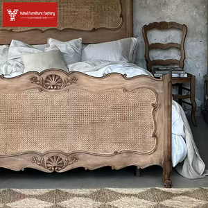 <span class=keywords><strong>Letto</strong></span> <span class=keywords><strong>Matrimoniale</strong></span> in Legno Massello Stile Retrò <span class=keywords><strong>Francese</strong></span> con Intagli in Rattan, Design Antico per Villa e B&B - Product Image 3