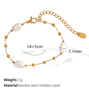 Bijoux hypoallergéniques de luxe, perles en or 18 carats, chaîne en acier inoxydable, bracelet à breloques, collier, ensembles de bijoux pour femmes - Product Image 6