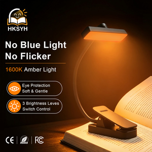 Clip On Book <b>Light</b> 1600K Amber LED No Blue <b>Light</b> No Flicker Eye Protection Reading Lamp <b>Switch</b> Control - Product Image 1