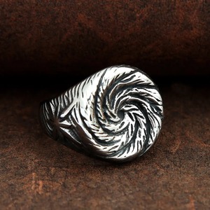 yunnique Men's <b>Titanium</b> Steel <b>Ring</b> Spiral Pattern Thumb <b>Ring</b> Punk Style Jewelry Gift - Product Image 1