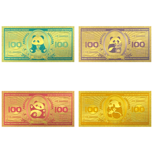 Customized China Panda Commemorative Card Animal Cute Bookmark Colorful Electroplated Plastic 100 Banknote - Product Image 1