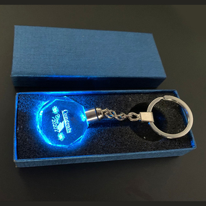 Factory Wholesale K9 Clear Blank Crystal Glass LED Keychain Custom Logo Design Big Size Raw Crystal Key Chain