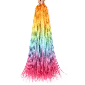 Dropshipping 24'' 100g Ombre Senegal Twist 120 Colors Colorful 2S Crochet Senegalese Twist Hair Medium Box Braidsr