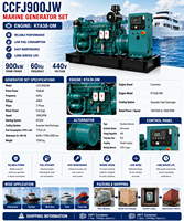 Grupo Electrógeno Marino Automático SCDC CCFJ900JW de 900 kW y 1800 rpm con AVR, Trifásico, Motor Diésel KTA38-DM de 1800 RPM para Embarcaciones en Alta Mar