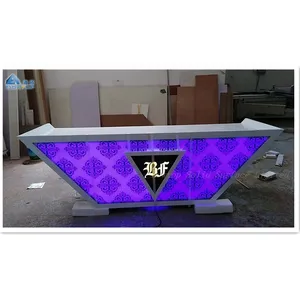 Colorful acrylic solid surface bar dj station with LED lights, dj booth table bar furniture