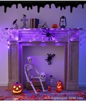 Décorations d'intérieur pour Halloween : toile d'araignée en plastique avec guirlande lumineuse LED, étanche, accessoires amusants pour créer une ambiance de festival des fantômes