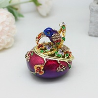 SHINNYGIFTS Guangdong fabricant délicat étain Toucan oiseau bibelot boîte métal artisanat émail pour la décoration de la maison