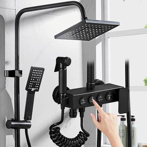 Set Pancuran mewah baja tahan karat dipoles, dengan keran termostatik, nosel penguat lembut & pemanas air Yuba untuk kamar mandi rumah - Product Image 1