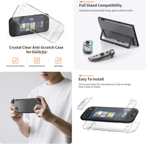 Set de <span class=keywords><strong>5</strong></span> Fundas de Cristal para Nintendo Switch 2, Carcasa Protectora Transparente de PC, Caja de Almacenamiento para Palancas de Control - Product Image 5