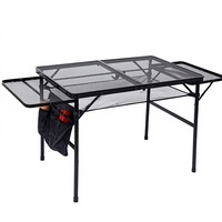 Table de camping en métal portable pour pique-nique en extérieur et intérieur avec table latérale et sac en filet, mobilier d'extérieur