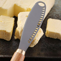 Couteau à pain, à avocat, à fromage et à beurre 3-en-1 en acier inoxydable avec lame plaquée titane et manche en bois – Ustensile de cuisine