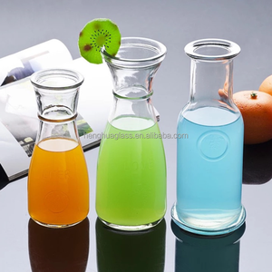 Bouteille en verre vide transparente avec logo en relief, à large ouverture, 12oz 16oz, pour eau minérale, limonade, jus, lait - Product Image 1