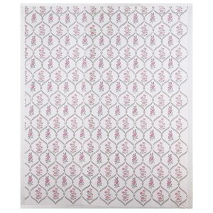 Parure de lit en coton imprimé à la main unique, motif floral bohème, avec housses de coussin, style indien Jaipur, drap plat Queen/King - Product Image 2