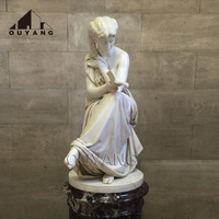 QUYANG Custom Outdoor Garden Decoration Modern Hand Carved Natural Stone White Marble Abstract Sculpture Statue