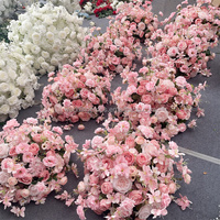 KAVI Ensemble de fleurs artificielles rose poudré pour arche de mariage, arrangement floral suspendu en polyester, rangée de roses, décoration florale romantique pour toile de fond