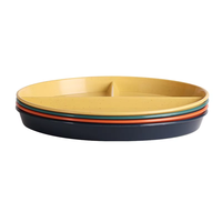 Assiette ronde divisée en plastique jetable et réutilisable, anti-chute, écologique, 9 pouces, 3 compartiments, pour enfants et adultes