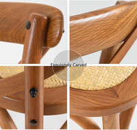 Chaise de salle à manger MULIGNA vintage rustique pour hôtel, mariage, banquet, empilable, en bois grainé, dossier en X, pour événements