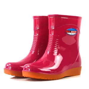 Wellington Günstige Glänzende rote Regens tiefel für Frauen Botas Para Lluvia Regens tiefel Großhandel