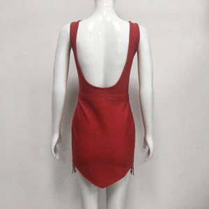 Abito da Sera Elegante Rosso <span class=keywords><strong>con</strong></span> Scollo Quadrato e <span class=keywords><strong>Frange</strong></span> di Perline per Eventi Cocktail, Feste e Celebrazioni di Lusso - Product Image 5