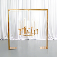 Support floral géométrique moderne en fer électroplaqué, cadre carré détachable, pour décoration de table principale de mariage, alimentation électrique