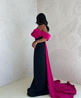 Mily mariée ML039 noir robe de soirée sirène sans bretelles robe élégante Satin mancherons avec tribunal train robes de soirée