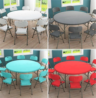 5ft 6ft 8ft Table En Plastique Extérieur Rond Portable Pique-Nique À Manger Camping Table En Gros HDPE De Réunion 20 Personnes Blanc Moderne
