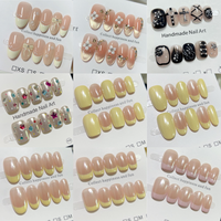 Faux ongles en acrylique ultra-courts, transparents, mignons, souples, à presser, faits à la main, 10 pièces, avec étiquette privée
