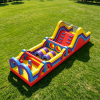 Château gonflable parent-enfant avec toboggan, parcours d'obstacles amusants pour enfants en plein air