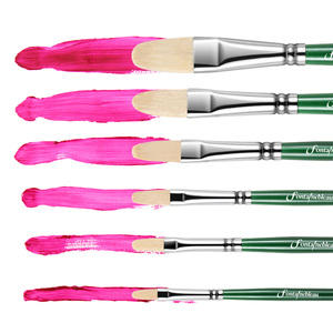 Mango de madera verde para pintura al óleo, <span class=keywords><strong>cepillo</strong></span> de <span class=keywords><strong>cerdas</strong></span> de cerdo Natural, pinceles para artista - Product Image 4