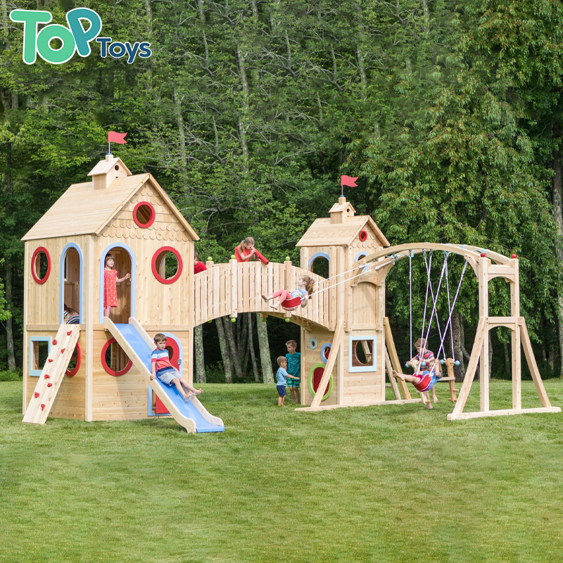 TOP Backyard Outdoor Real Wood Playground